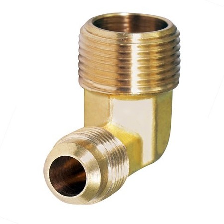 EVERFLOW 1/4" Flare x 3/8" MIP Reducing 90° Elbow Pipe Fitting; Brass F49R-1438